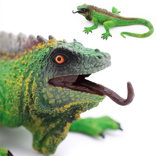Gemini&Genius 11" Realistic Bearded Dragon Figurine – Hand-Painted Lizard Toy for Collectors, Pranks, and Display