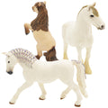 Gemini&Genius 3Pcs Horse Family Set - Realistic Hand-Painted Stallion, Mare & Foal Toy Figures for Kids, Cake Toppers, Farm Decor