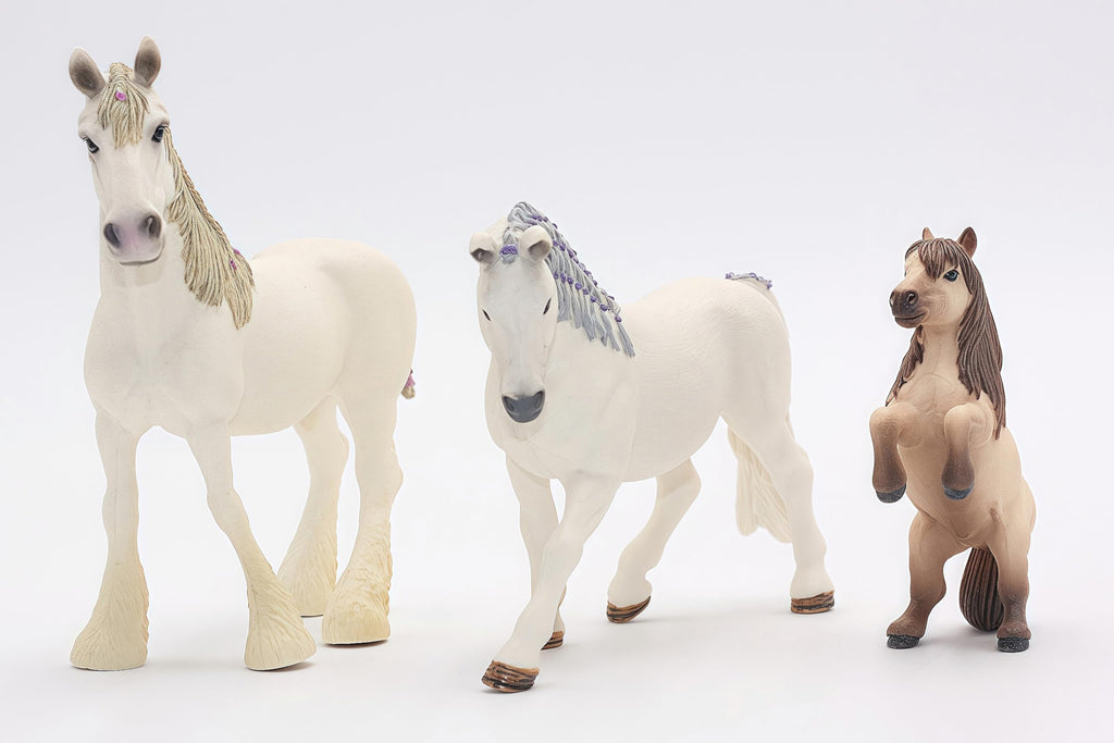 Gemini&Genius 3Pcs Horse Family Set - Realistic Hand-Painted Stallion, Mare & Foal Toy Figures for Kids, Cake Toppers, Farm Decor