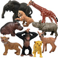 Gemini&Genius 9Pcs Wild Animal Figures Set - Realistic Plastic Jungle Animal Toys for Kids, Cake Toppers