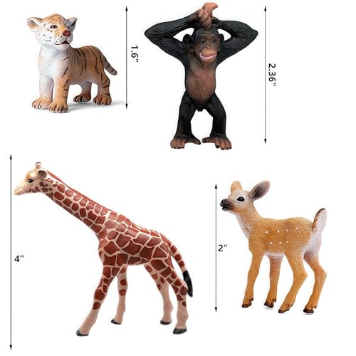 Gemini&Genius 9Pcs Wild Animal Figures Set - Realistic Plastic Jungle Animal Toys for Kids, Cake Toppers