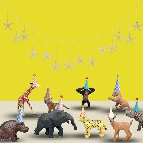 Gemini&Genius 9Pcs Wild Animal Figures Set - Realistic Plastic Jungle Animal Toys for Kids, Cake Toppers