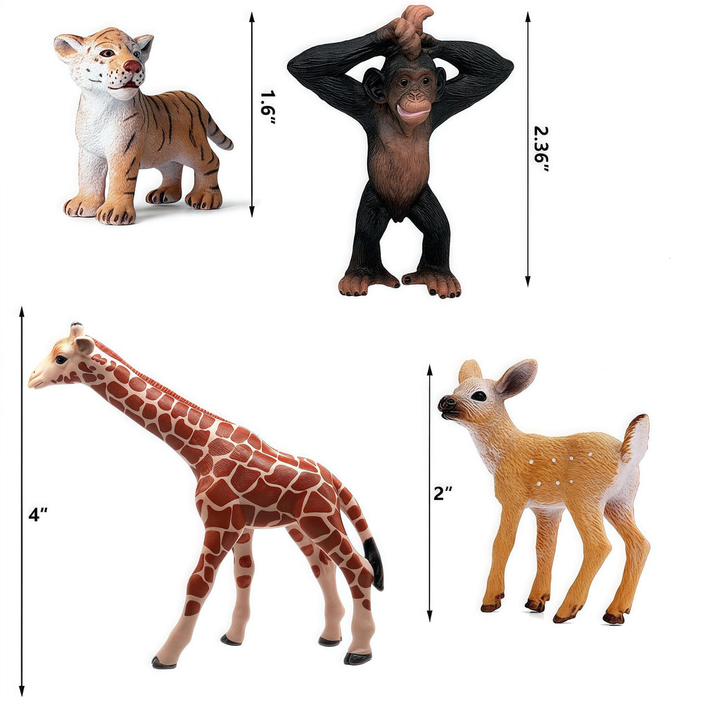 Gemini&Genius 9Pcs Wild Animal Figures Set - Realistic Plastic Jungle Animal Toys for Kids, Cake Toppers