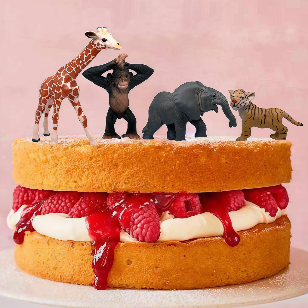 Gemini&Genius 9Pcs Wild Animal Figures Set - Realistic Plastic Jungle Animal Toys for Kids, Cake Toppers