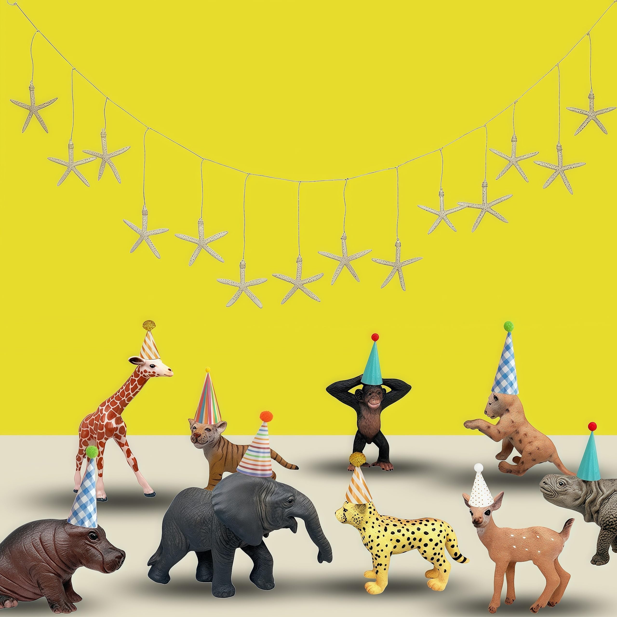 Gemini&Genius 9Pcs Wild Animal Figures Set - Realistic Plastic Jungle Animal Toys for Kids, Cake Toppers