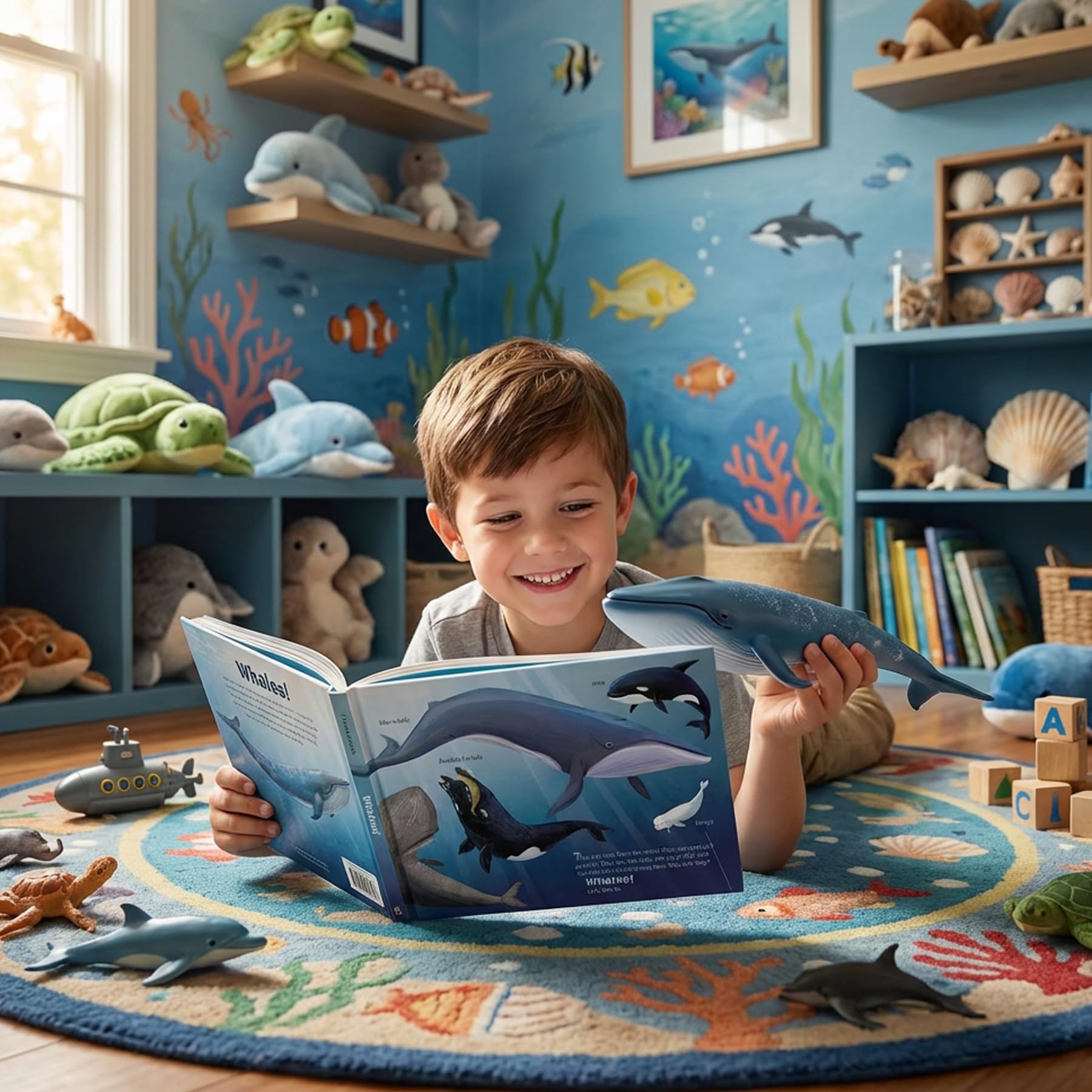 Gemini&Genius Blue Whale Action Figure – Realistic Hand-Painted Soft PVC Ocean Toy for Kids & Collectors