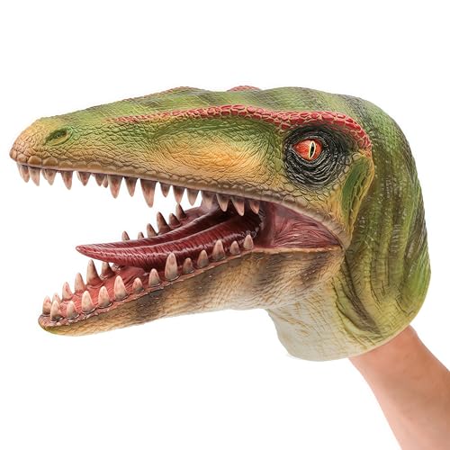 Gemini&Genius Compsognathus Dinosaur Hand Puppet – Soft Rubber Realistic Hand Puppet for Kids