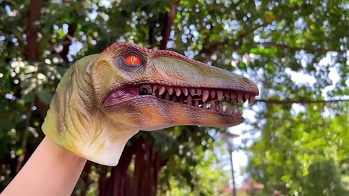 Gemini&Genius Compsognathus Dinosaur Hand Puppet – Soft Rubber Realistic Hand Puppet for Kids