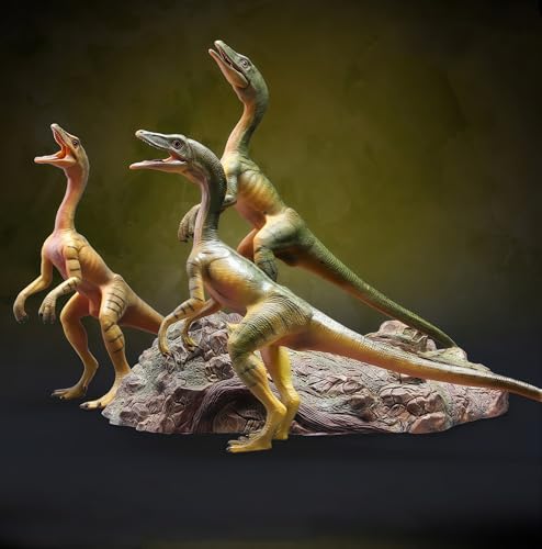 Gemini&Genius Compsognathus Dinosaur Toy Set (2-Pack) – Hand-Painted Figurines with Moveable Jaw