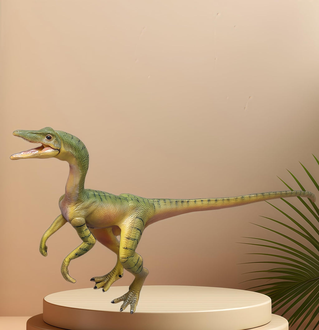 Gemini&Genius Compsognathus Dinosaur Toy Set (2-Pack) – Hand-Painted Figurines with Moveable Jaw