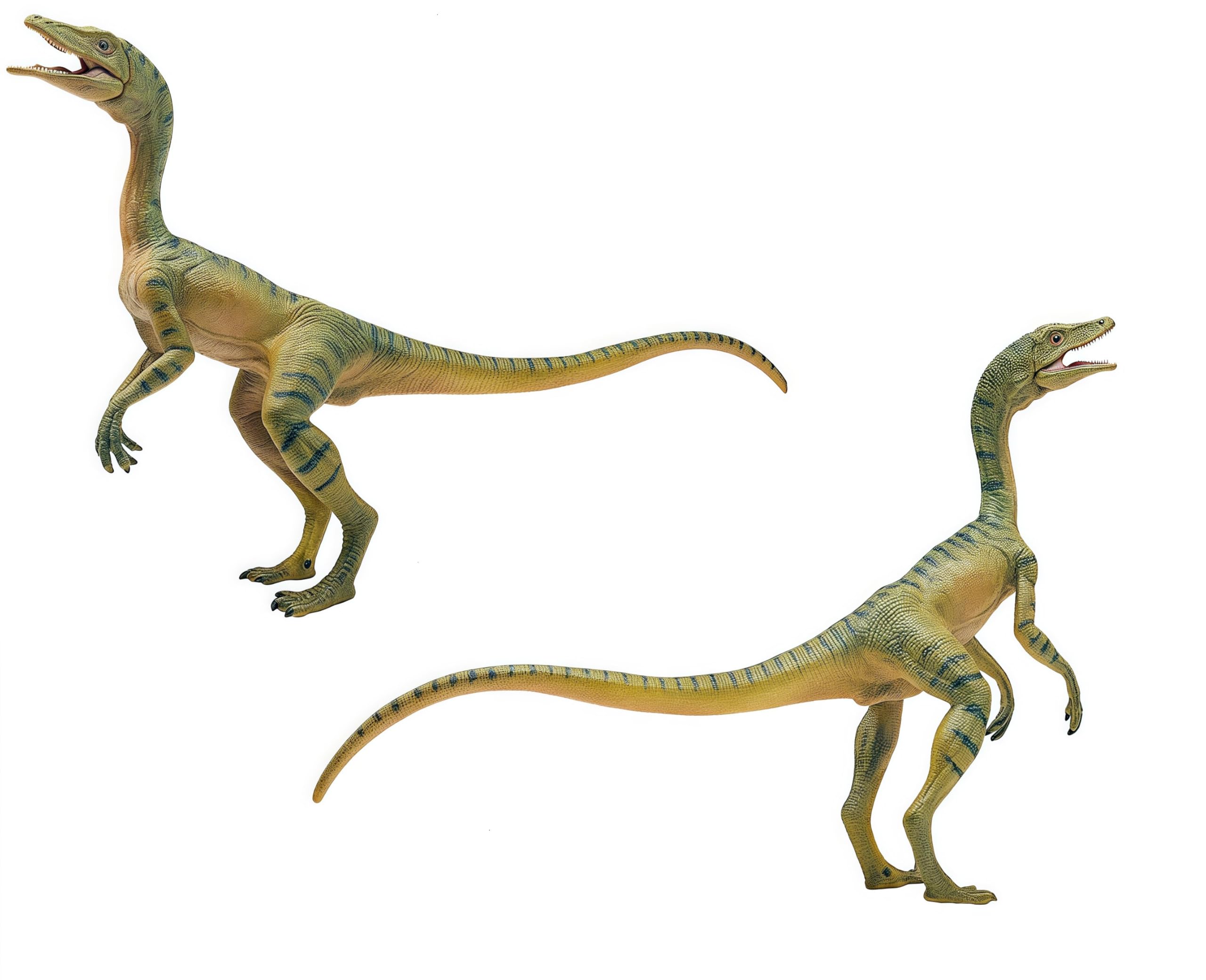 Gemini&Genius Compsognathus Dinosaur Toy Set (2-Pack) – Hand-Painted Figurines with Moveable Jaw
