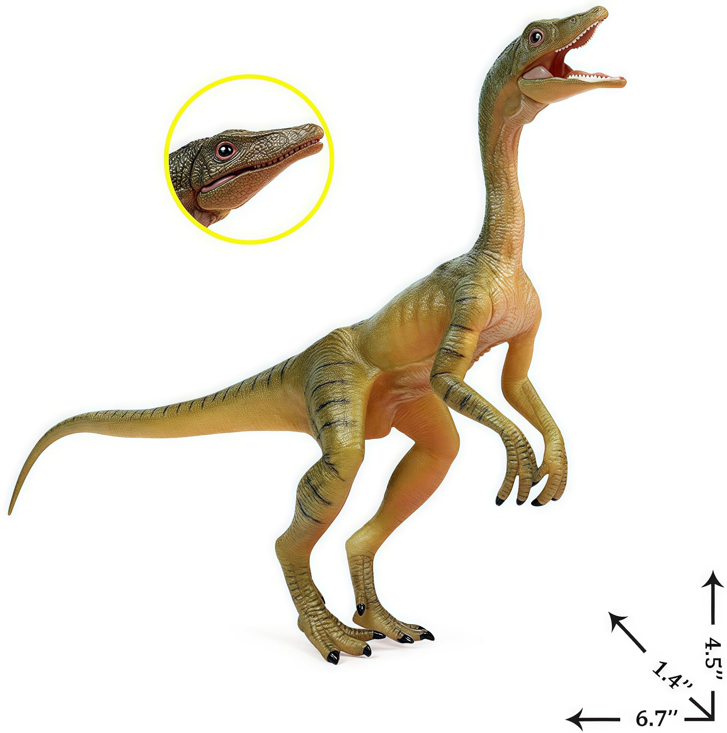 Gemini&Genius Compsognathus Dinosaur Toy Set (2-Pack) – Hand-Painted Figurines with Moveable Jaw