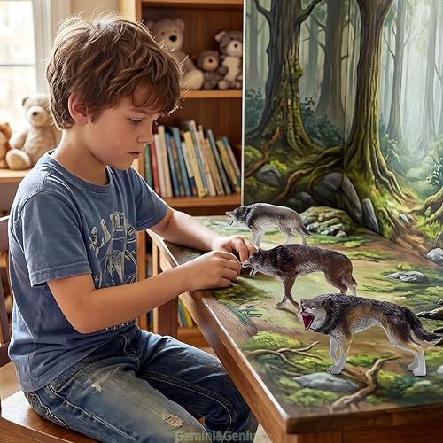 Gemini&Genius Dire Wolf Action Figure – Realistic Prehistoric Toy for Kids, 6-10 inches, Eco-Friendly