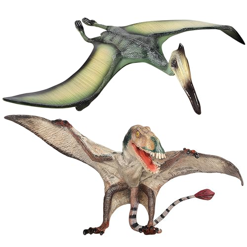 Gemini&Genius Hand-Painted Pterosaur Figure Set (2 Pcs) - Realistic Dinosaur Toys for Kids