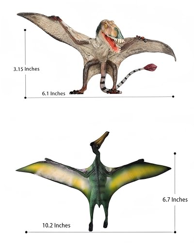 Gemini&Genius Hand-Painted Pterosaur Figure Set (2 Pcs) - Realistic Dinosaur Toys for Kids