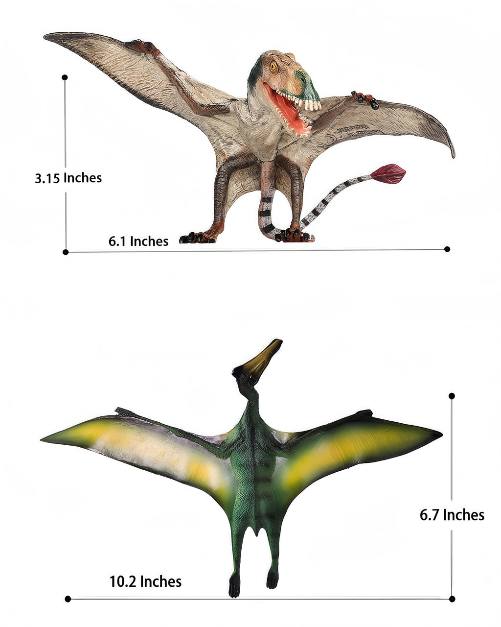 Gemini&Genius Hand-Painted Pterosaur Figure Set (2 Pcs) - Realistic Dinosaur Toys for Kids