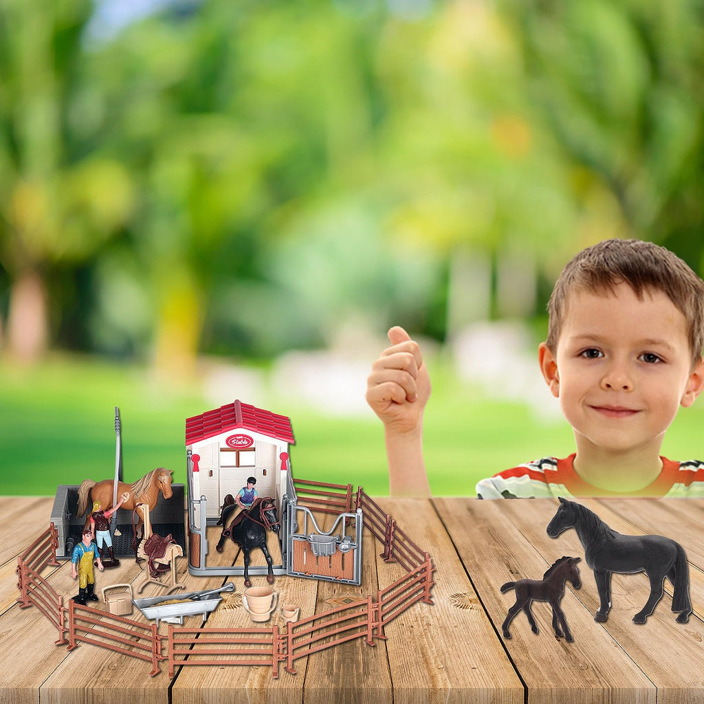 Gemini&Genius Horse Toy Set – Realistic Farm Animal Figures for Kids, Party Favors and Birthday Gifts