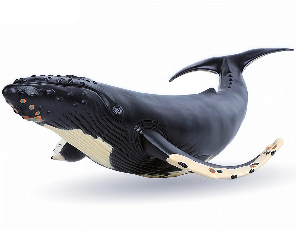 Gemini&Genius Humpback Whale Action Figure – Soft Rubber Orca Toy for Bath, Beach, and Cake Decor