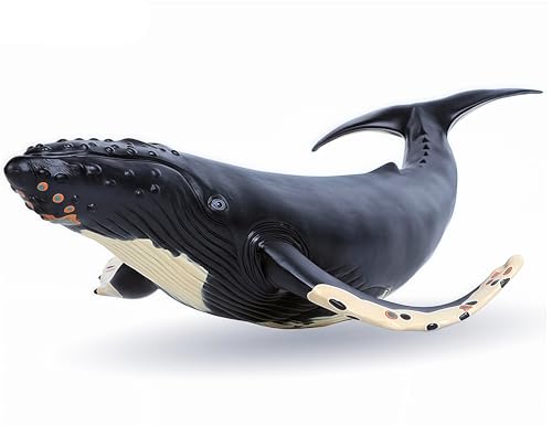 Gemini&Genius Humpback Whale Action Figure – Soft Rubber Orca Toy for Bath, Beach, and Cake Decor