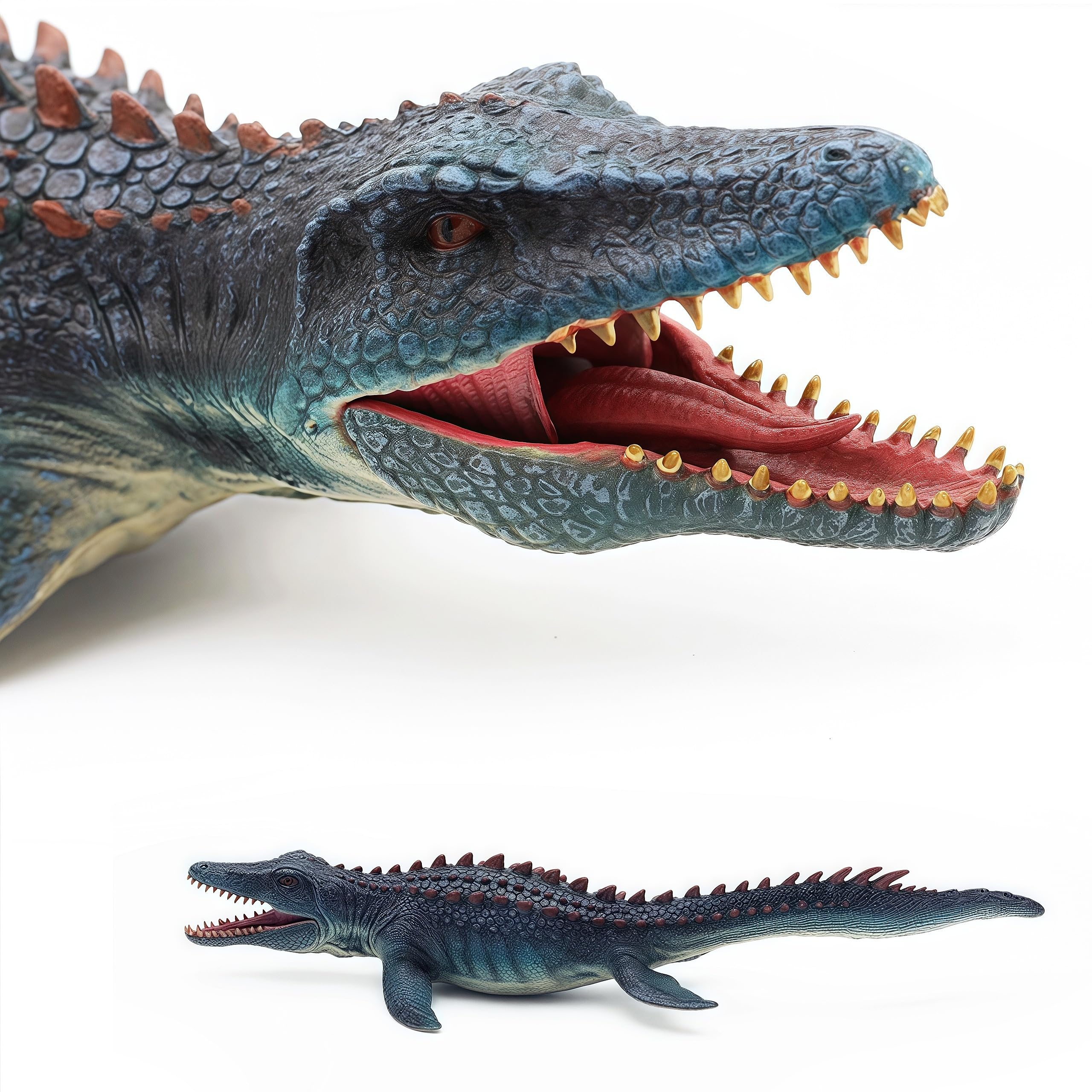 Gemini&Genius Mosasaurus Dinosaur Toy 13.4" Realistic Figure with Movable Jaw - Sea Monster Model for Display, Cake Topper, Gift