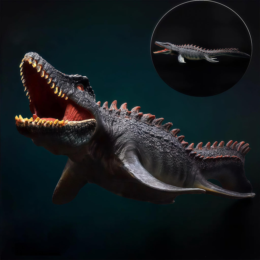Gemini&Genius Mosasaurus Dinosaur Toy 13.4" Realistic Figure with Movable Jaw - Sea Monster Model for Display, Cake Topper, Gift