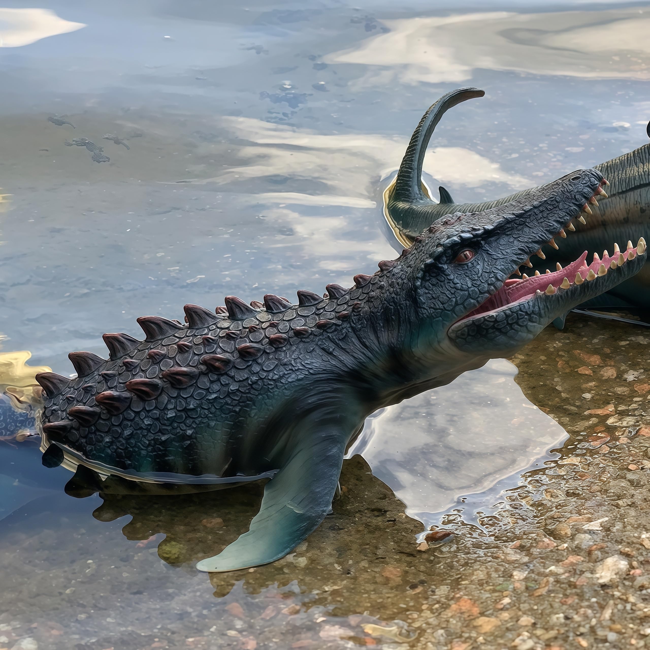 Gemini&Genius Mosasaurus Dinosaur Toy 13.4" Realistic Figure with Movable Jaw - Sea Monster Model for Display, Cake Topper, Gift