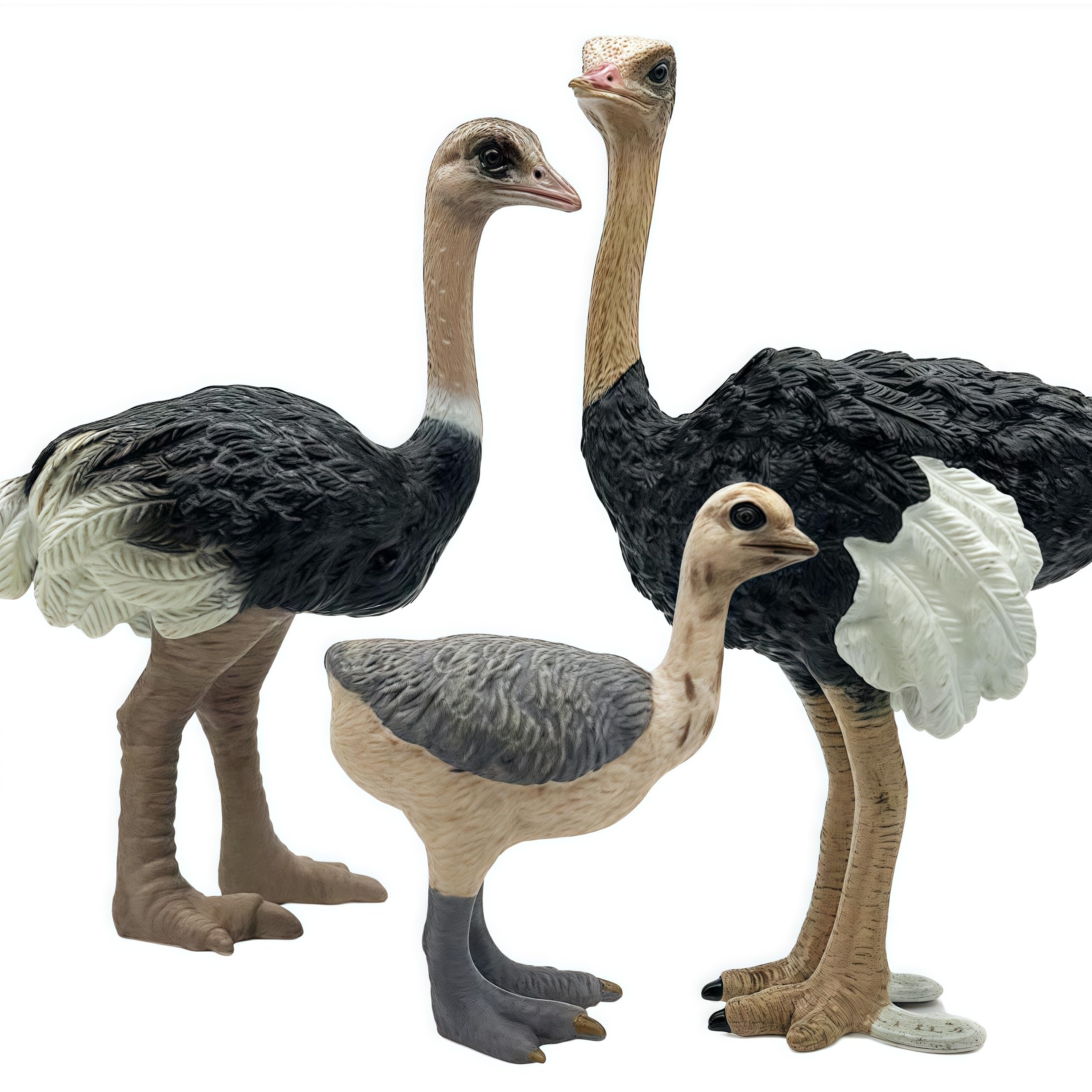 Gemini&Genius Ostrich Action Figure Set – Educational Jungle Animal Toys, Cake Toppers, Party Favors for Kids Ages 3+