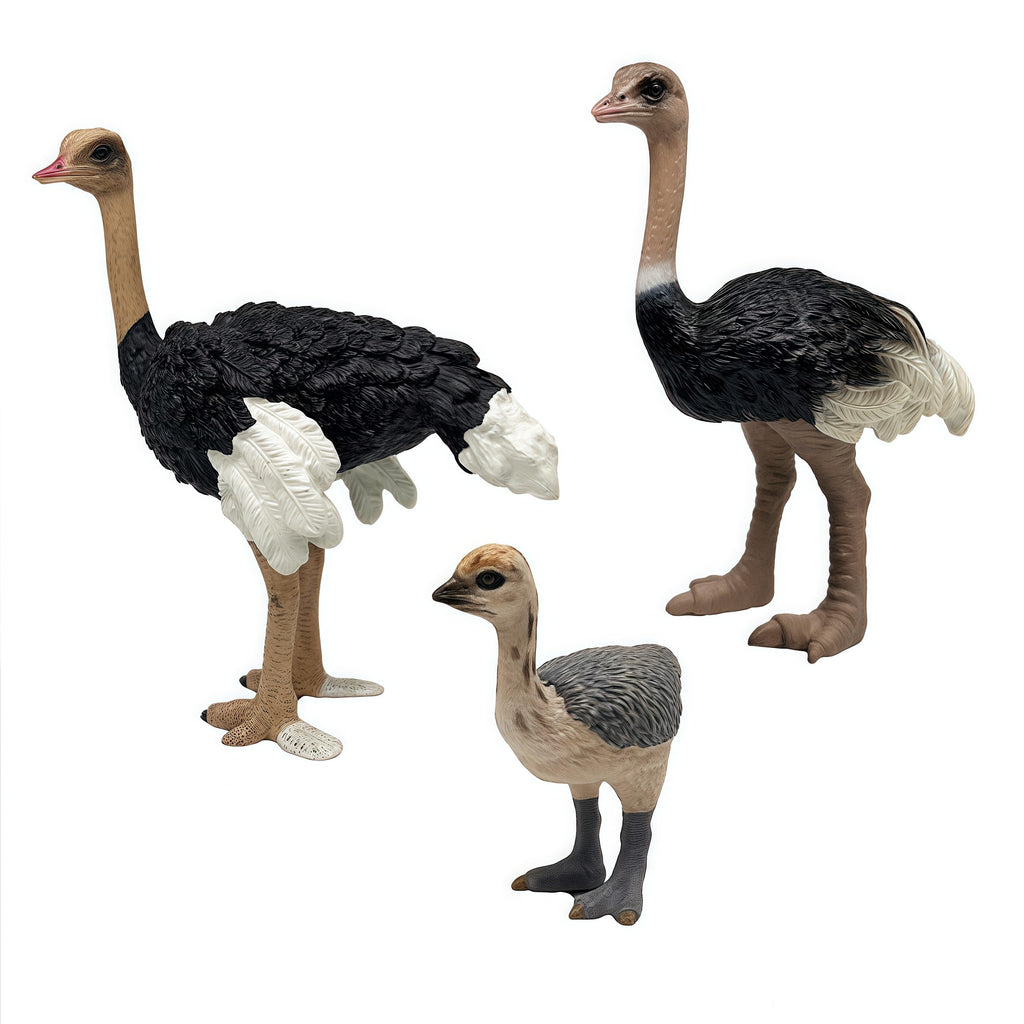 Gemini&Genius Ostrich Action Figure Set – Educational Jungle Animal Toys, Cake Toppers, Party Favors for Kids Ages 3+