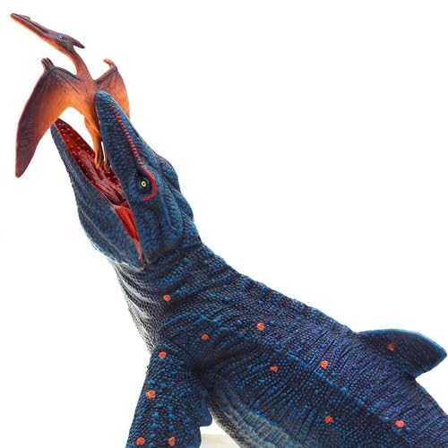 Gemini&Genius Realistic Mosasaurus & Pterosaur Dinosaur Toys, Hand-Painted with Moving Jaw, Safe ABS Plastic, Educational Playset for Kids