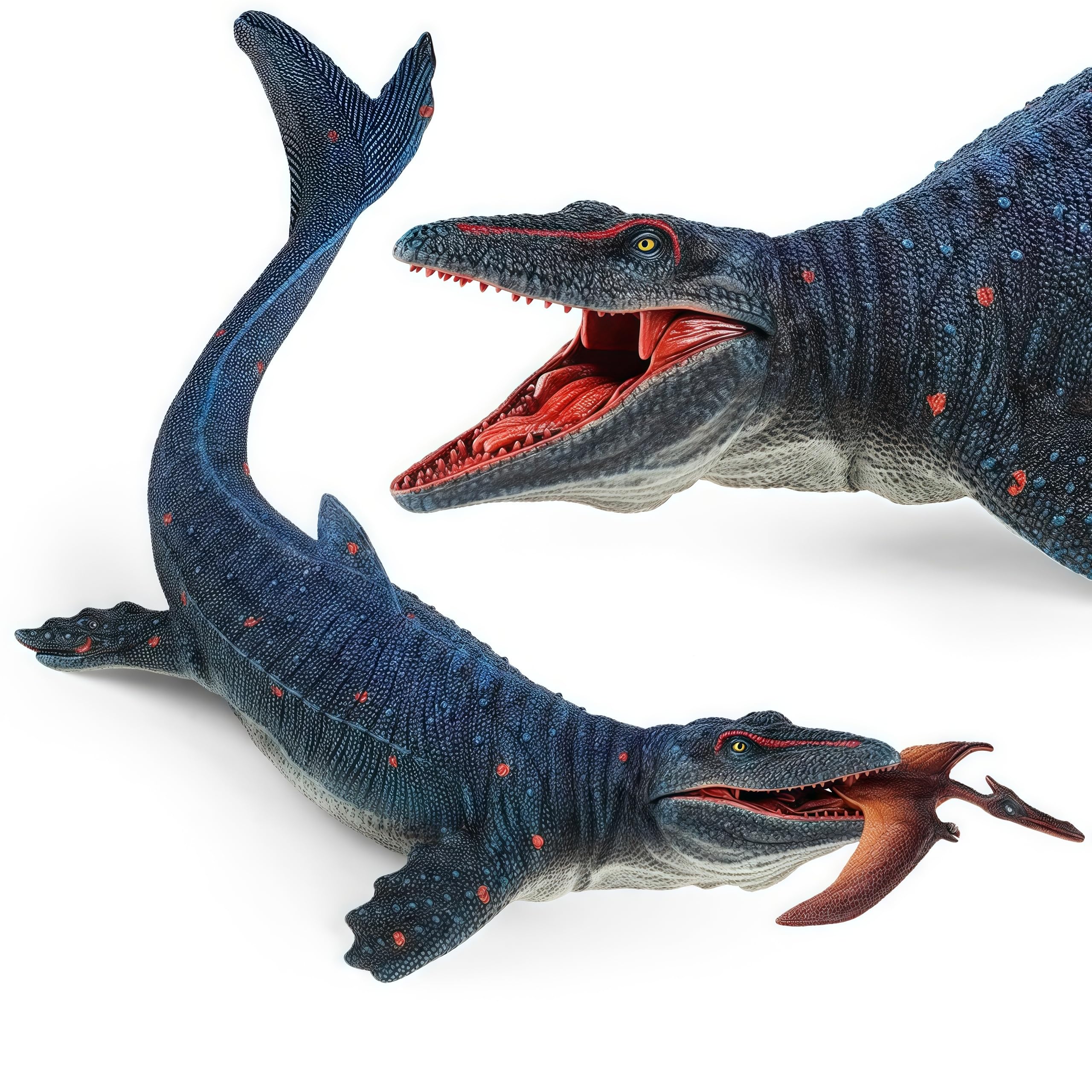 Gemini&Genius Realistic Mosasaurus & Pterosaur Dinosaur Toys, Hand-Painted with Moving Jaw, Safe ABS Plastic, Educational Playset for Kids