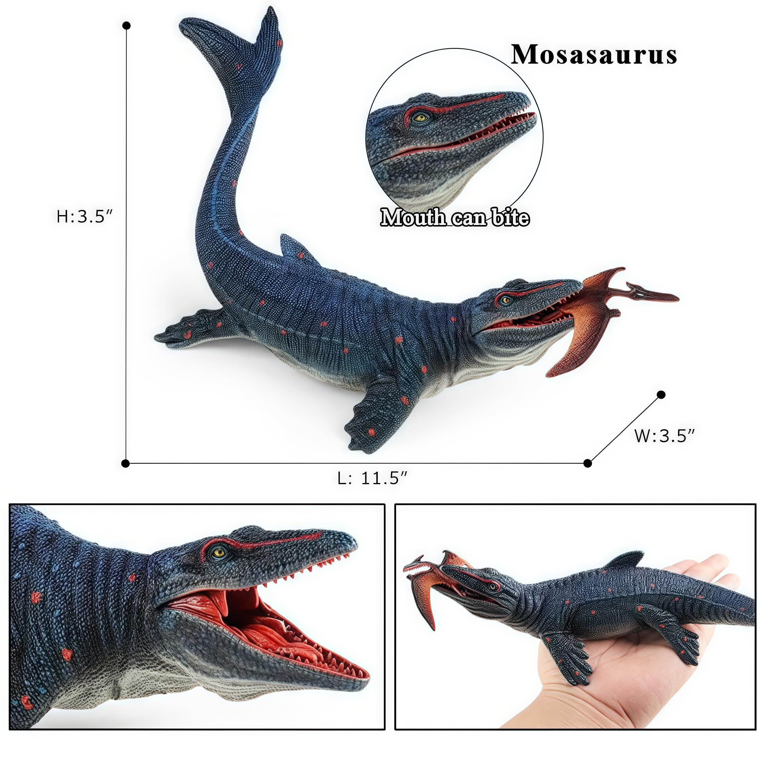 Gemini&Genius Realistic Mosasaurus & Pterosaur Dinosaur Toys, Hand-Painted with Moving Jaw, Safe ABS Plastic, Educational Playset for Kids