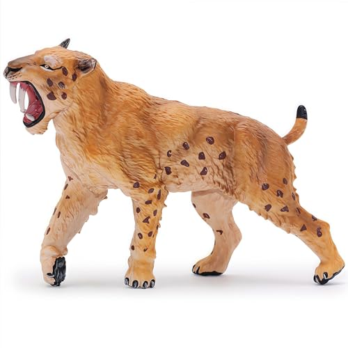 Gemini&Genius Saber-Toothed Tiger Action Figure – Smilodon Toy for Kids