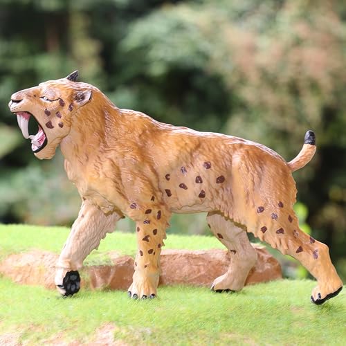 Gemini&Genius Saber-Toothed Tiger Action Figure – Smilodon Toy for Kids