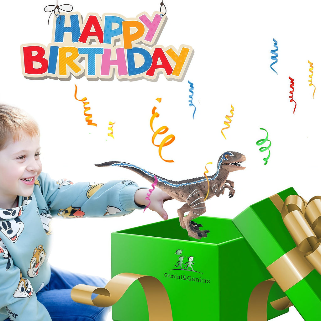 Gemini&Genius Velociraptor Action Figure with Movable Jaw and Hands – Dinosaur Toy for Kids, Cake Topper, Collectible