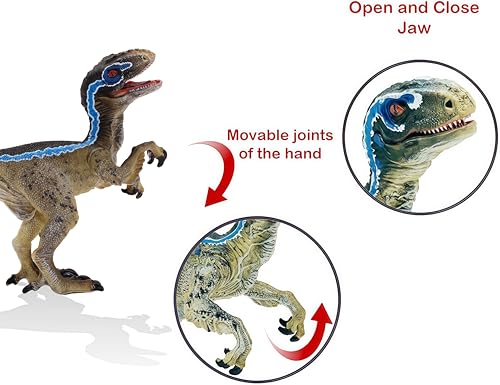 Gemini&Genius Velociraptor Dinosaur Toy – Realistic Hand-Painted Raptor with Moveable Jaw, Safe ABS Plastic for Kids