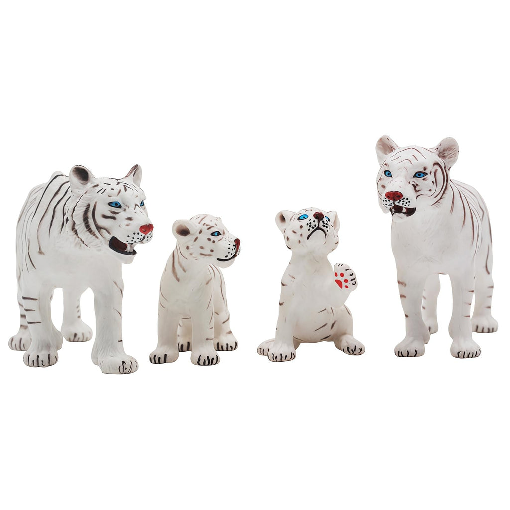 Gemini&Genius White Tiger Family Set with Cub – Realistic Safari Animal Figurines, Educational Toy for Kids