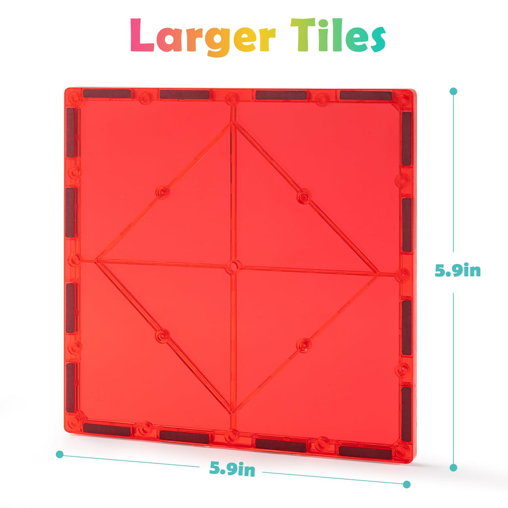 Gemmicc 6-Pack Large Magnetic Tiles (5.9") – Jumbo Base Plates for STEM Building, Compatible with Most Brands