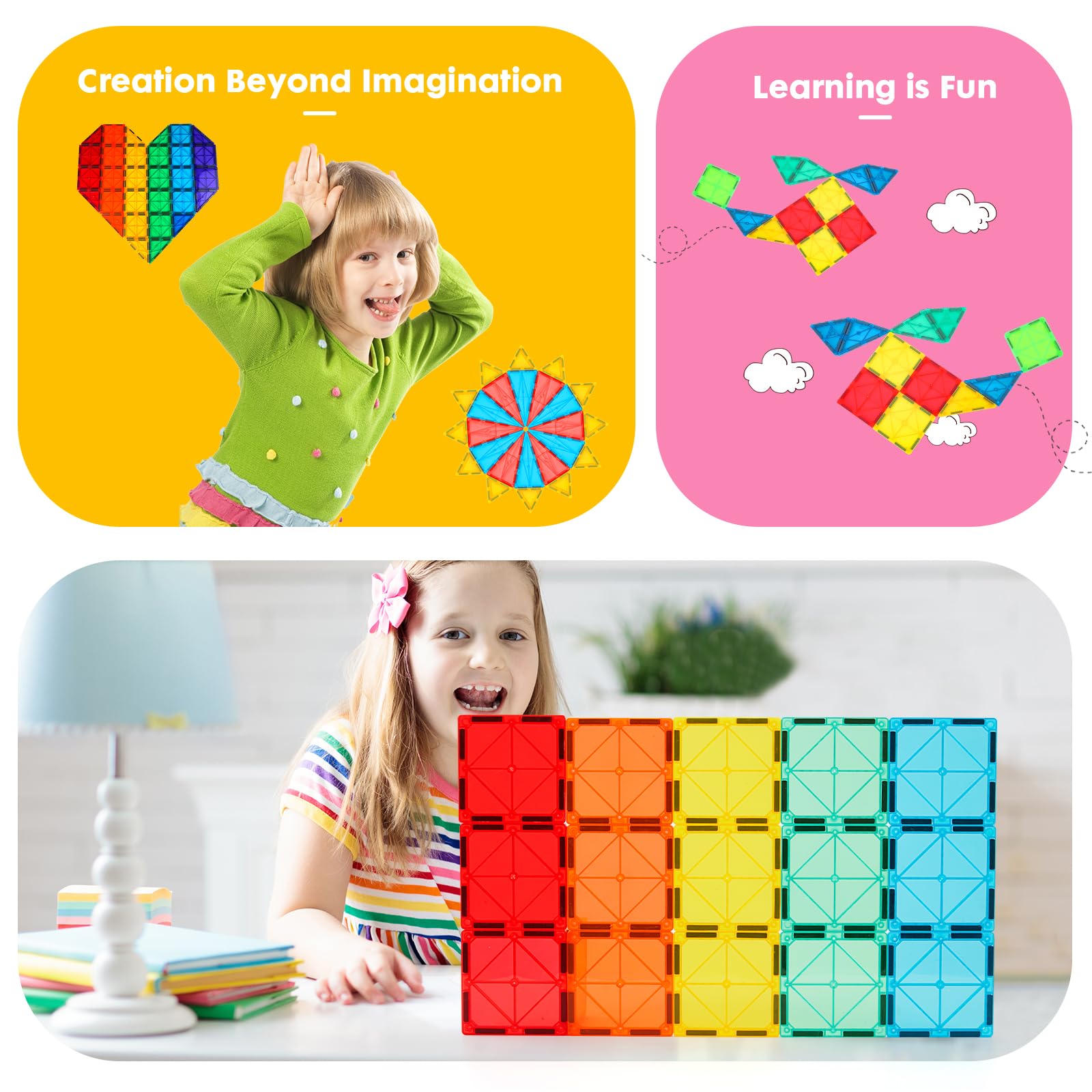 Gemmicc Magnetic Tiles 34-Piece Starter Set – STEM Building Blocks for Kids Aged 3-9