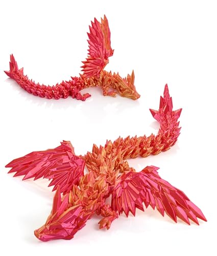 GemmiCho 11-Inch 3D Printed Dragon with Poseable Wings and Joints – Detailed Desktop Collectible for Stress Relief