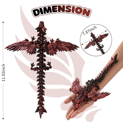GemmiCho 3D Printed Articulated Dragon Toy | 11-Inch Movable Joints for Stress Relief & Desk Decor