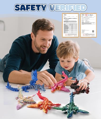 GemmiCho 3D Printed Articulated Dragon Toy | 11-Inch Movable Joints for Stress Relief & Desk Decor