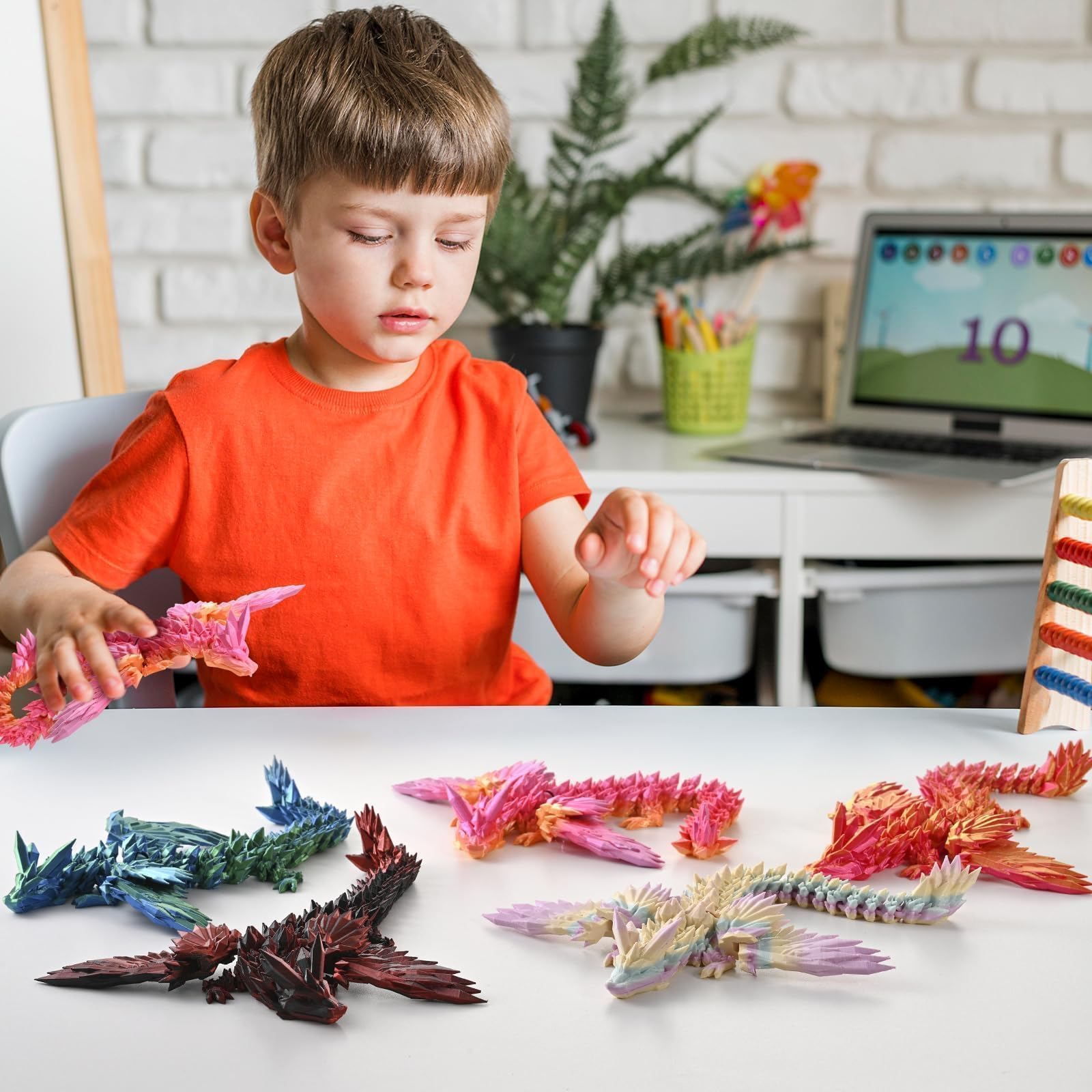 GemmiCho 3D Printed Articulated Dragon Toy | 11-Inch Movable Joints for Stress Relief & Desk Decor
