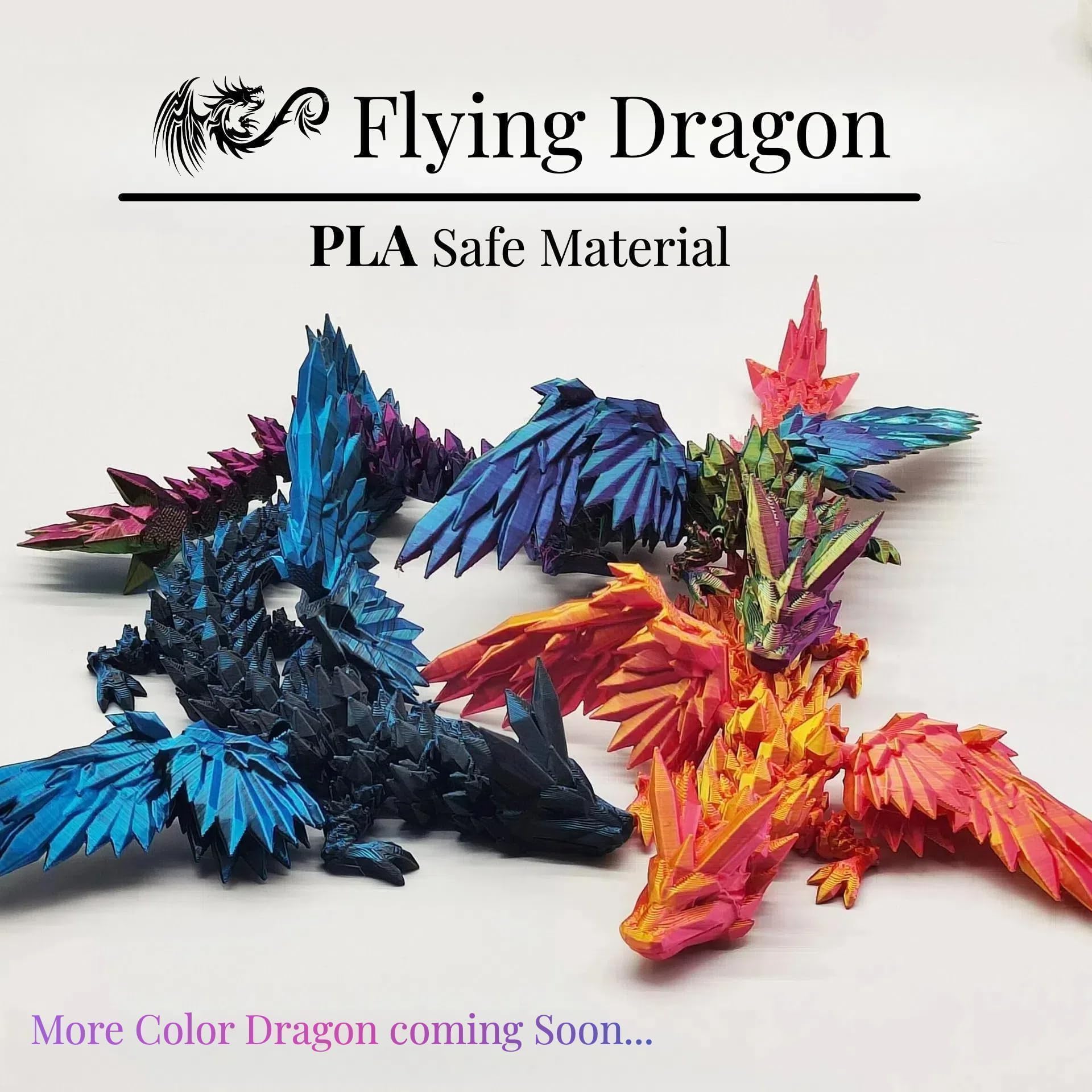 GemmiCho 3D Printed Articulated Dragon Toy | 11-Inch Movable Joints for Stress Relief & Desk Decor