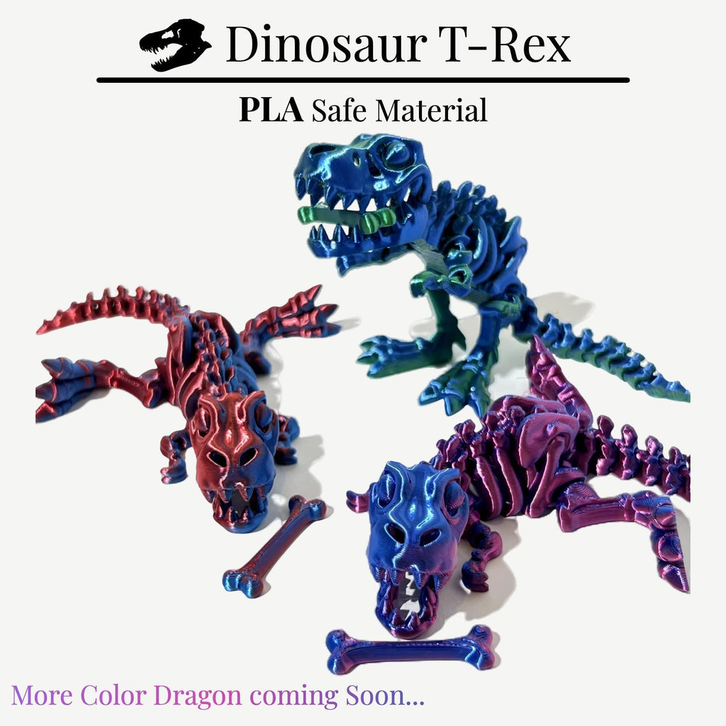 GemmiCho 3D Printed Dinosaur with Egg – Dark Red T-Rex Fidget Toy for Stress Relief
