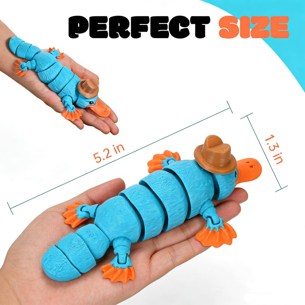 GemmiCho 3D Printed Platypus Toy with Hat – Flexible Articulated Figurine for Stress Relief