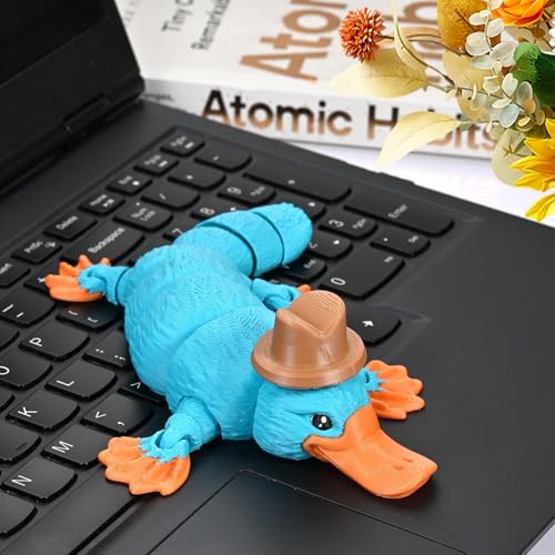 GemmiCho 3D Printed Platypus Toy with Hat – Flexible Articulated Figurine for Stress Relief