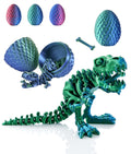 GemmiCho 3D Printed T-Rex Dinosaur with Egg - Dark Green Articulated Fidget Toy for Stress Relief (Ages 15+)