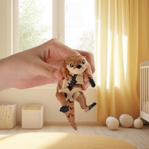GemmiCho 5.7" Articulated Otter Toy – 3D Printed Fidget Animal for Stress Relief