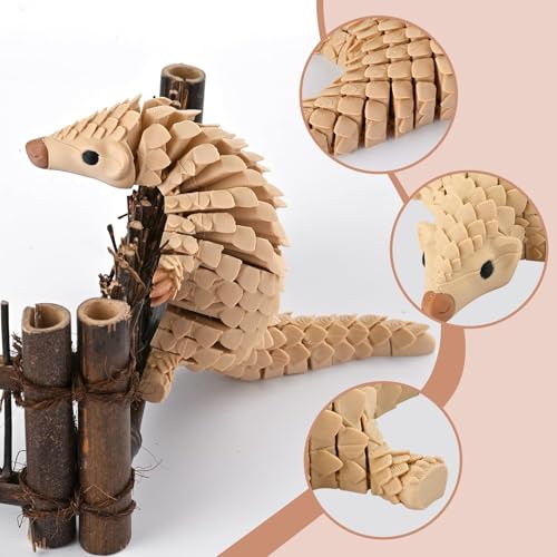 GemmiCho 7.68" Articulated 3D Printed Pangolin Toy – Realistic Scaled Fidget Figure for Stress Relief and Display