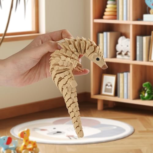 GemmiCho 7.68" Articulated 3D Printed Pangolin Toy – Realistic Scaled Fidget Figure for Stress Relief and Display